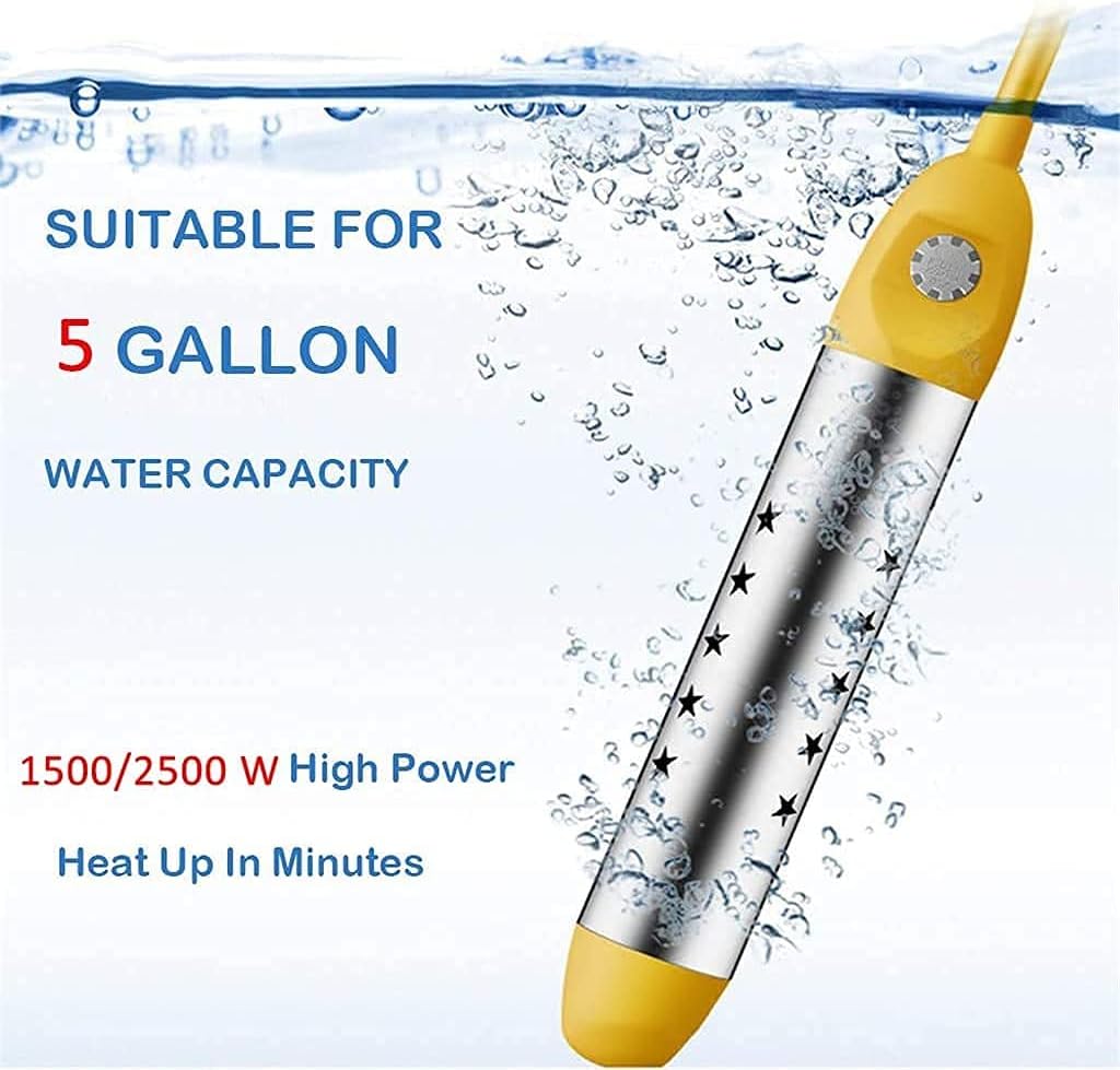 Immersion Pool Heater 1500W Electric Water Heater Portable Water Heater Household Inflatable Swimming Pool Bathtub Heater : Patio, Lawn & Garden