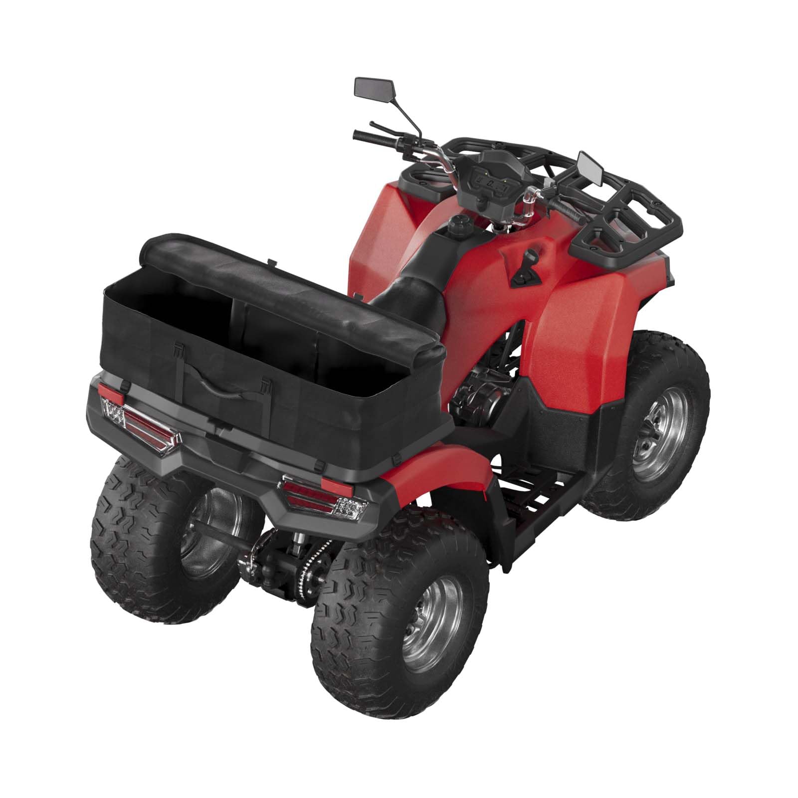 QLS Borsa per ATV, Montaggio Posteriore, Tasca Quadrupla con Tasca Speciale per Cartella, Nero, 93 x 27 x 43 cm