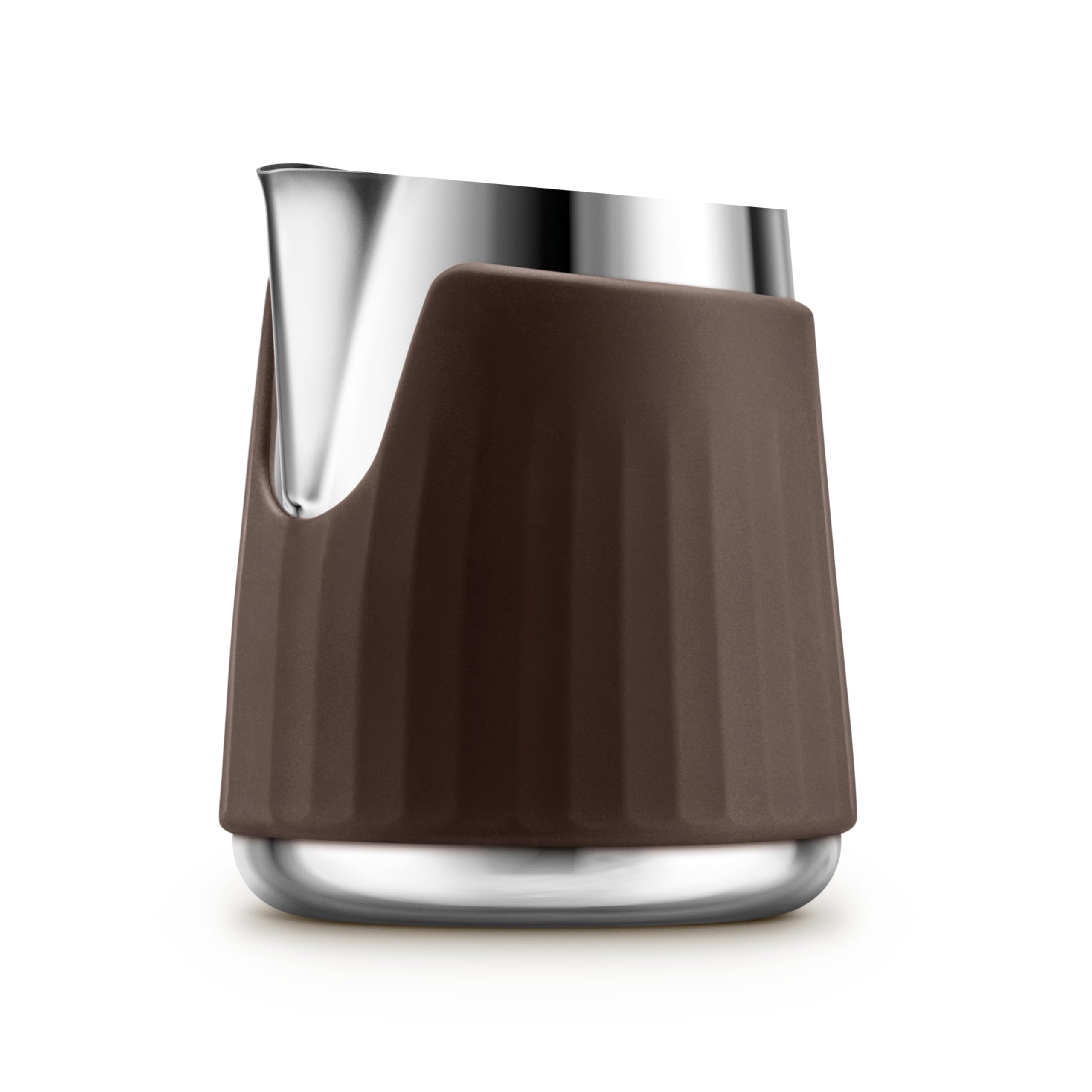Sage - Pro Control Jug - 420ml Griffloses Milchkännchen, Ausguss für Latte Art, Abnehmbarer Hitzebeständiger Silikonmantel, Neigbarer Öffnung - Edelstahl