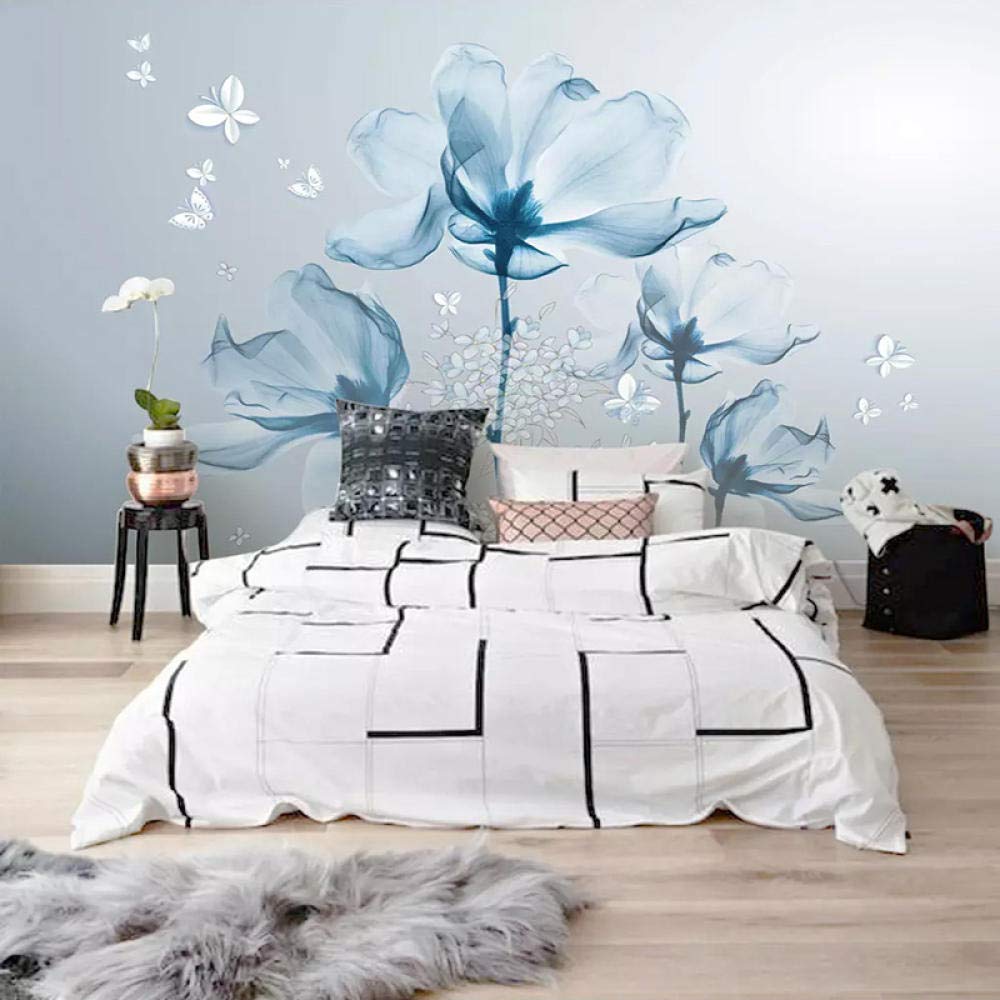 Papier peint 3D fleurs abstraites panoramique 400x280 cm pour grand mur de salon