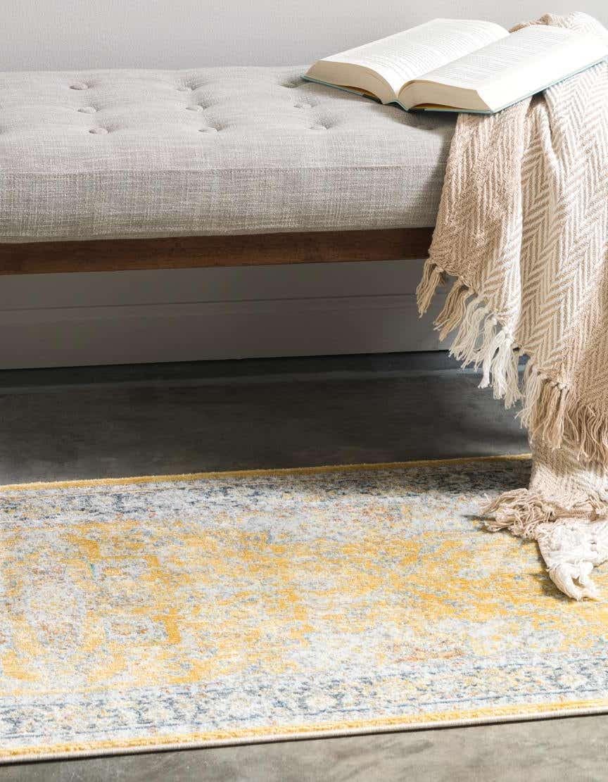 Unique Loom Baracoa Collection Area Rug - Prado (2' 7" x 12' 2" Runner, Yellow/ Ivory)