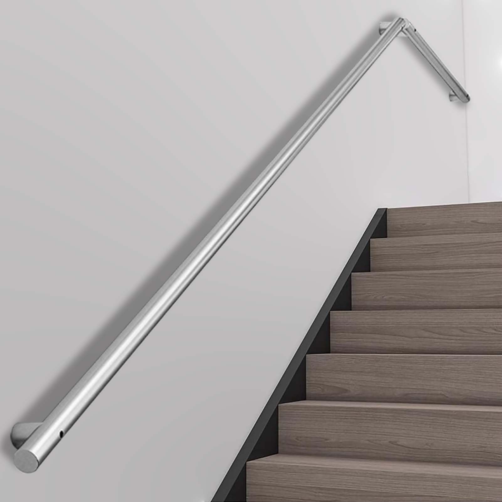 Fkxsxaz Stair Rail 30-600Cm Stainless Steel Handrail With Brackets, Metal Railings Support Rod, Corridor Loft Grab Bar Kit For Indoor Hospital Home(9Ft/270Cm)