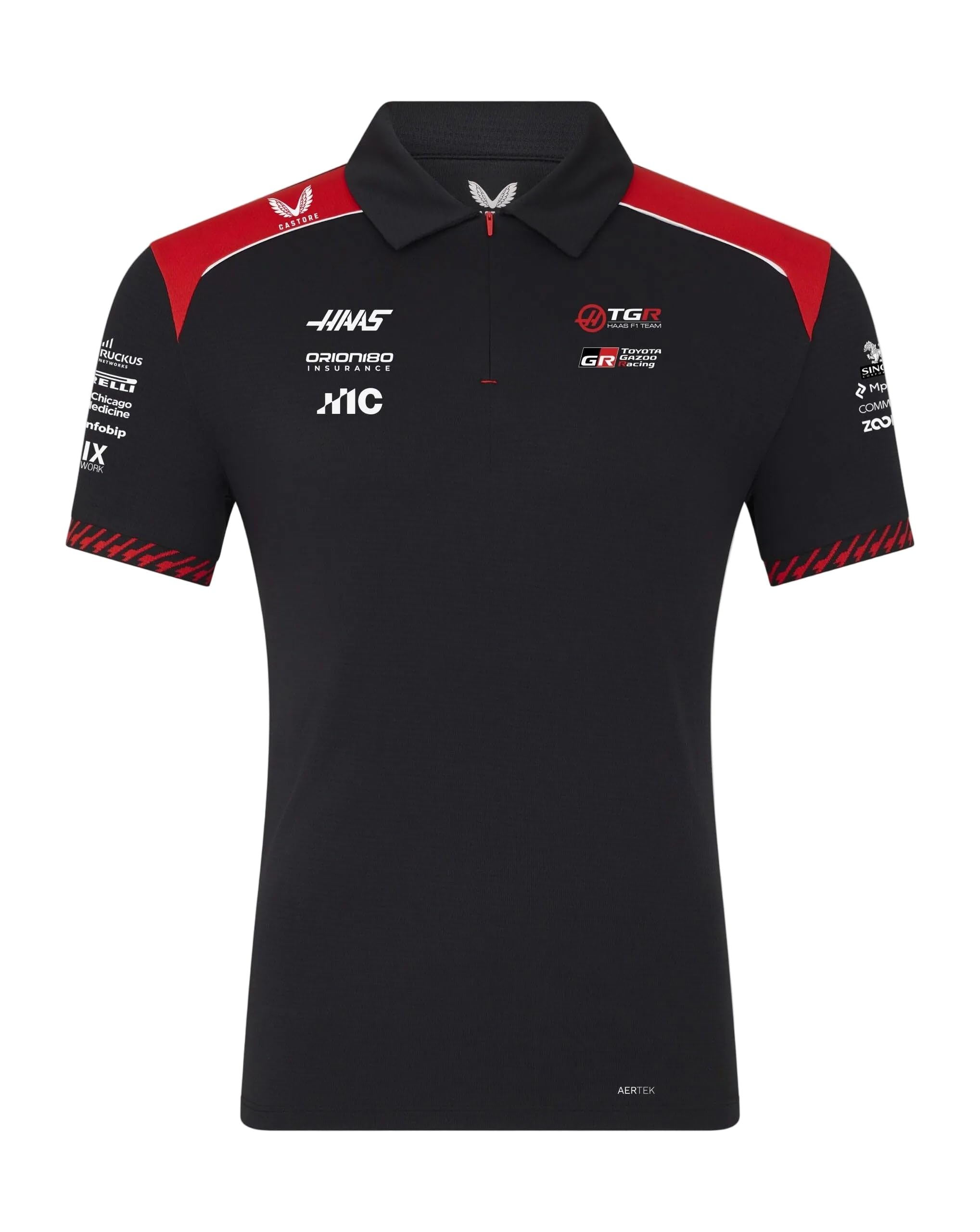 Haas, Mens,Official Polo Shirt, Caviar/Flame Scarlet, XL