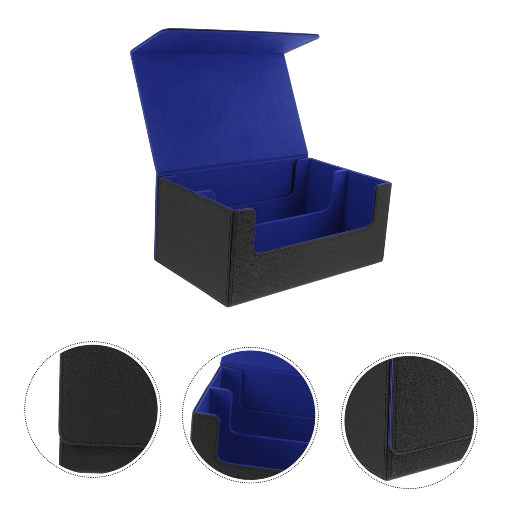 ORFOFE Magnetische Kartenaufbewahrungsbox mit Verschleißfestem Material Luxuriöse und Doppelter Reihenaufteilung aus Blauem Pu Leder für Sammelkarten im Spielzimmer