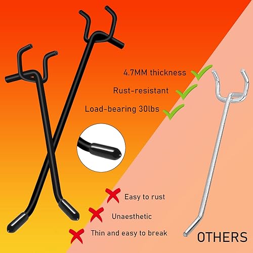 Miniatura 3 de Paquete de 60 ganchos resistentes para tablero de clavijas, color negro, 246 pulgadas, ganchos de metal para tablero de clavijas espaciado de 18 y