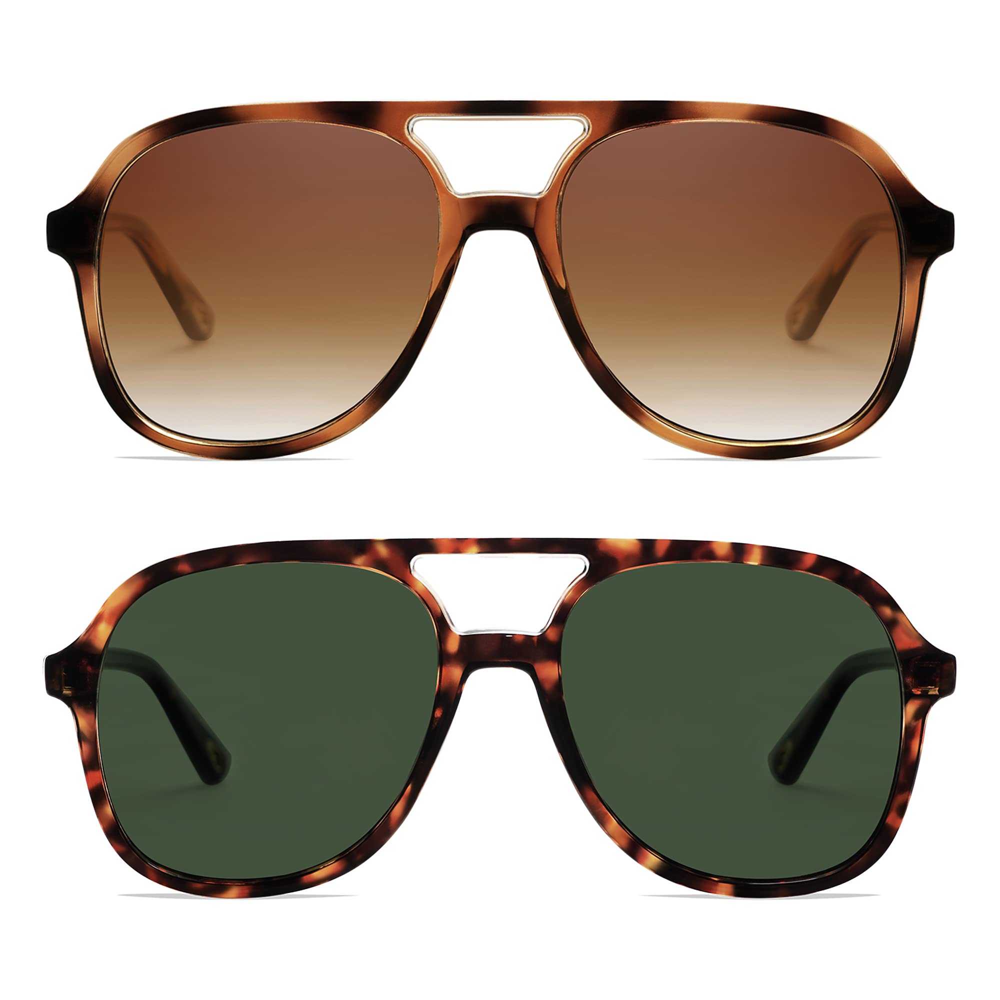 AppassalRetro Polarized Aviator Sunglasses Womens Men Vintage Double Bridge Square Sun Glasses AP3606