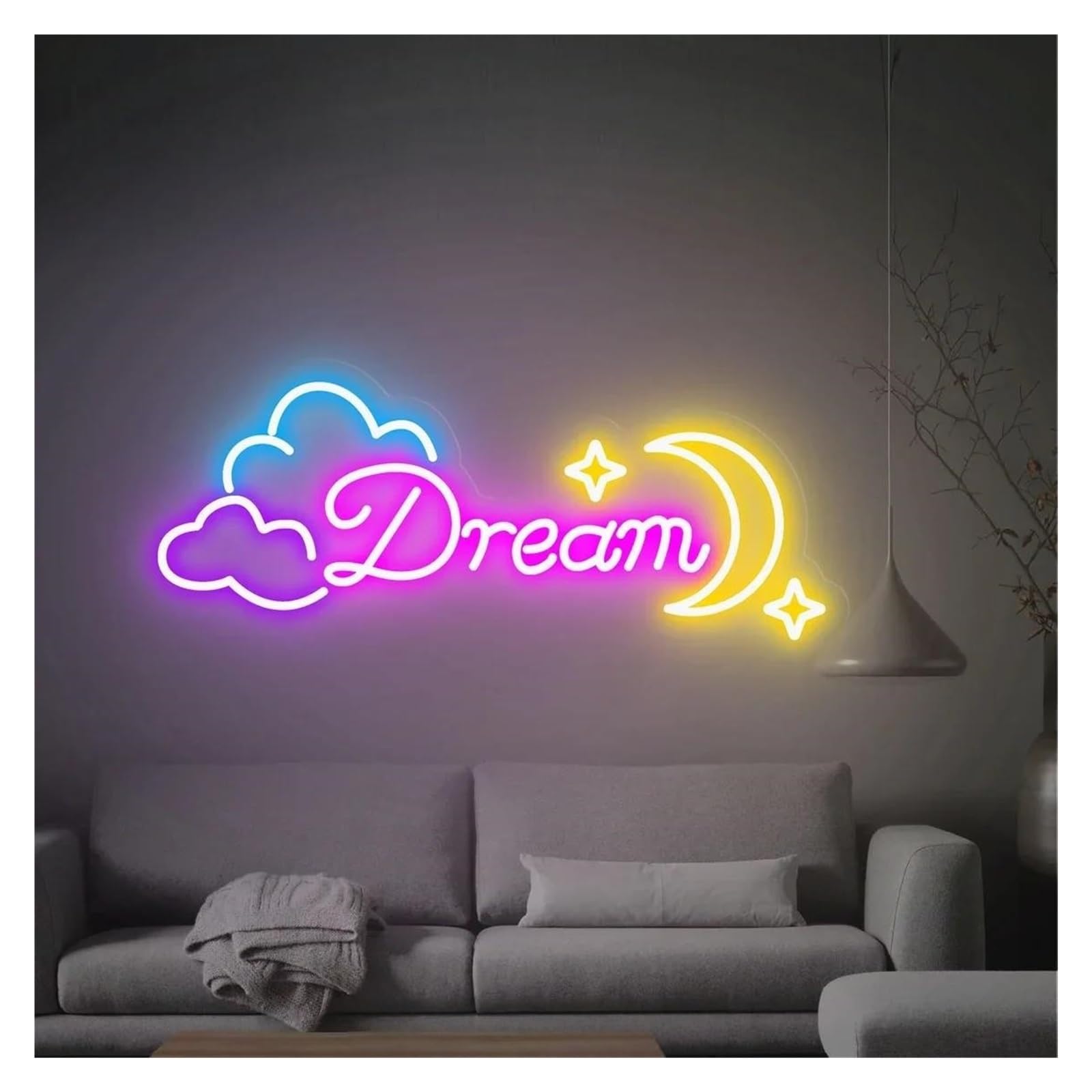 Lemst B Signs Lamp Dream Neon Signs Us Powered Adjustable Rightness Dream Letter Neon Lights Suitable For Clu Decor 48Cmx25cm(B)