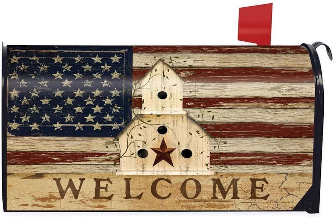 Briarwood Lane Everyday Mailbox Cover - Standard Size - Americana Welcome Patriotic Magnetic Mailbox Cover