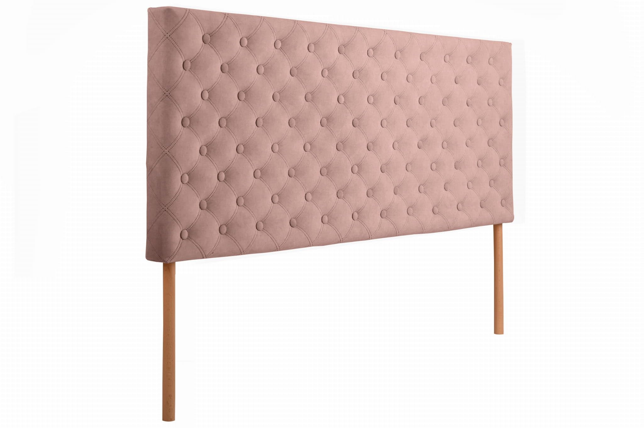 MG Design Tête de lit pour lit 160 x 60 cm rembourrée Rose avec Pieds en Bois – Appui-tête Facile à Monter, en Tissu Velours Doux, avec Rembourrage élastique, avec piqûres décoratives