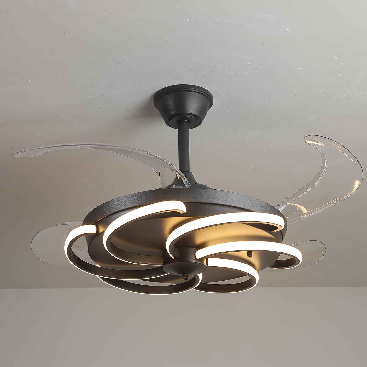 6 Wind speeds Ceiling Fans with Lights- 42" Remote Control, Flush Mount, LED Dimmable DC Reversible Modern Ceiling Fan for Bedroom Timer (42 inch)