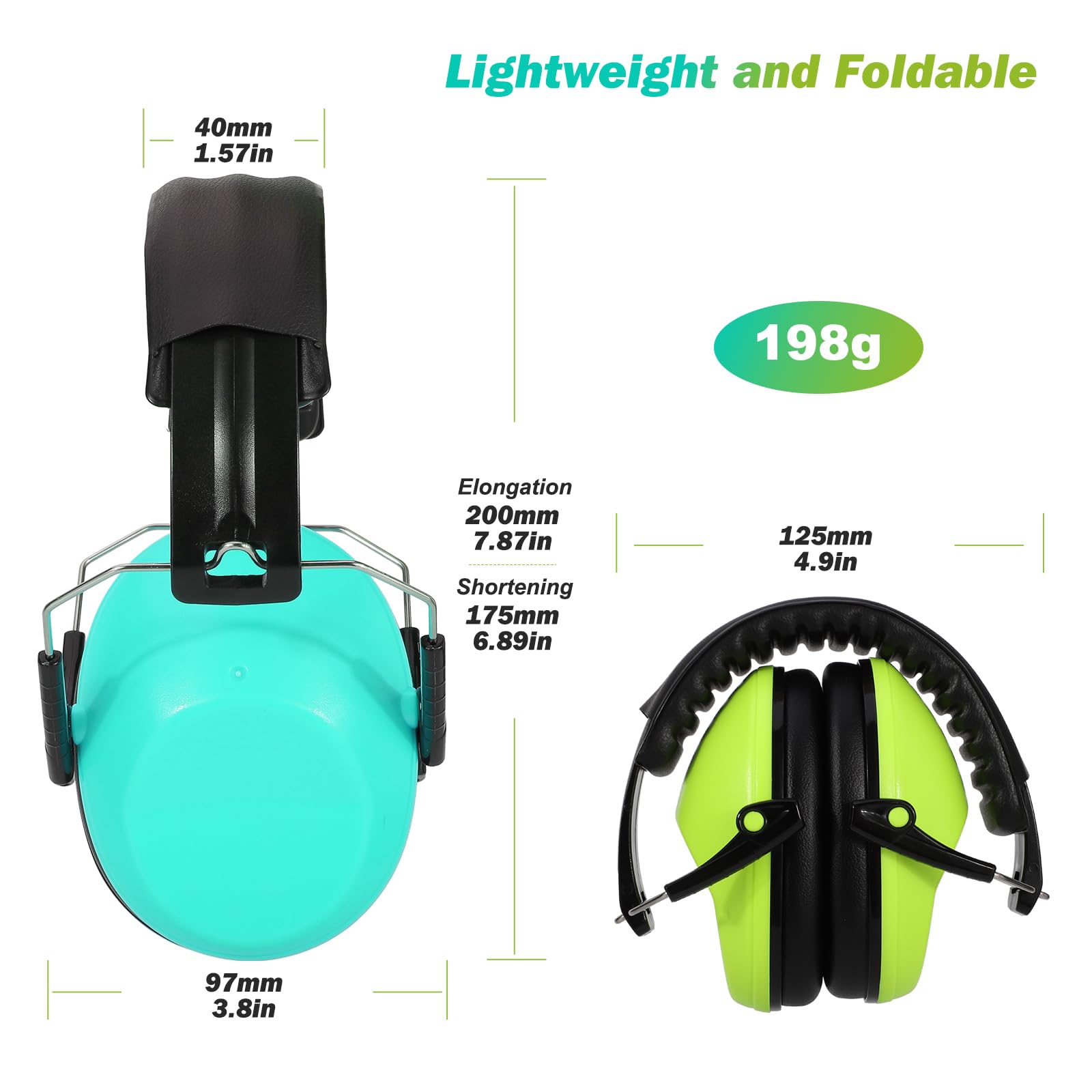 Kriogor 2 Pack Ear Defenders Children,26dB SNR Noise Cancelling Headphones Hearing Protection Earmuffs,Soft Kids Ear Defenders Adjustable Adults Ear Protector for Autism Airplane Study (Green & Mint) - Image 4