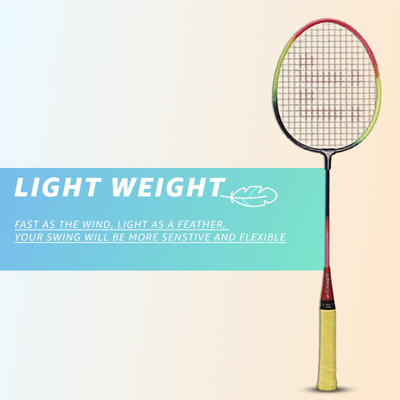 Rainbow Rackets Badminton Racket Grip Rainbow Design Badminton Kit For Kids, 2 ...
