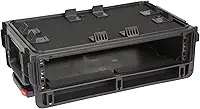 SKB Estojo Studio Flyer Rack – Mala de mão impermeável 2U com superfície de laptop, trilhos moldados, travas de borracha e rodas silenciosas, ideal para músicos, preto