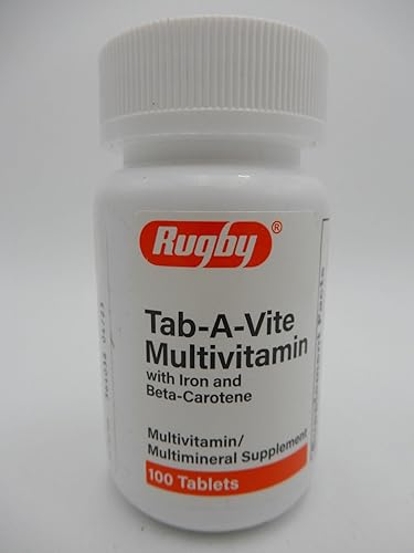 Rugby Tab-A-Vite Multivitamínico con hierro y multivitamínico beta-caroteno suplemento mineral - 100 tabletas