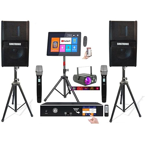2500W Complete Karaoke System – 50,000 Preloaded Songs + Unlimited YouTube | Select Songs via App on Phone/Tablet | Wireless Mics, Digital Mixer & Class D Amp