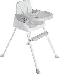 Cadeira De Alimentação Bebê Portátil 3 em1 Segura Apoio para Pés Ajustável Cinto 5 Pontos Capa Removível (CINZA)