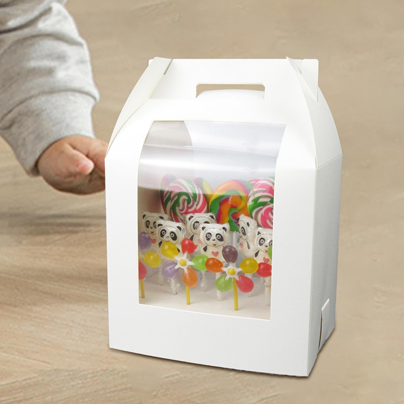 Scatole Per Cake Pop Oro E Argento - 6 Pezzi, Con Supporto A 2 Strati E Finestra, Cartone Robusto, Per Trasporto E Presentazione, 12-18 Pops