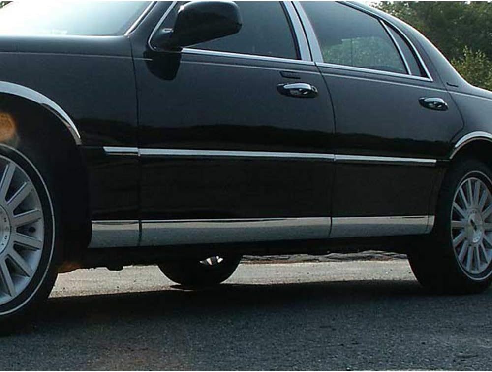 QAA Is Compatible With 2000-2010 Lincoln Town Car L-Model, 4-Door, 8 piece Stainless Rocker Panel Trim, Lower Kit, 4.5" Width TH40688