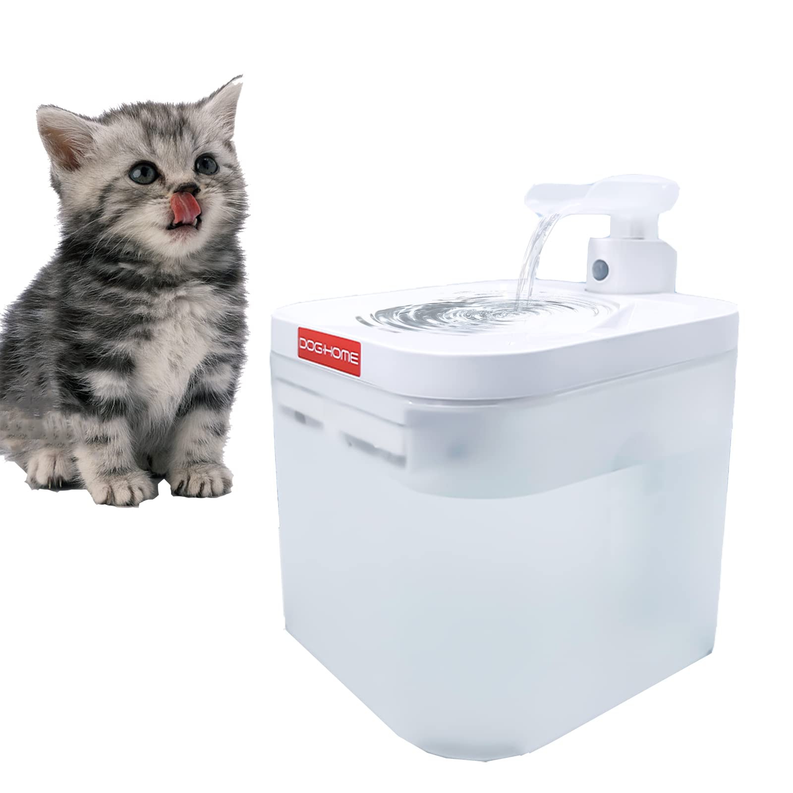 PANDAAR Cat Water Fountain Battery Operated,Pet Water Fountain for Dogs and Cats,Wireless Automatic Pet Fountain with Filter, Dog Water Bowl Dispenser 72oz/2.2L