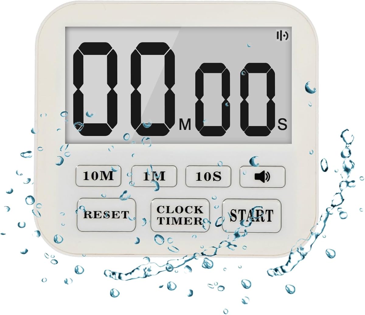 Digital Waterproof Shower Timer Bathroom Kitchen Timer with Strong Magnet and Large 3.2inch LCD Display
