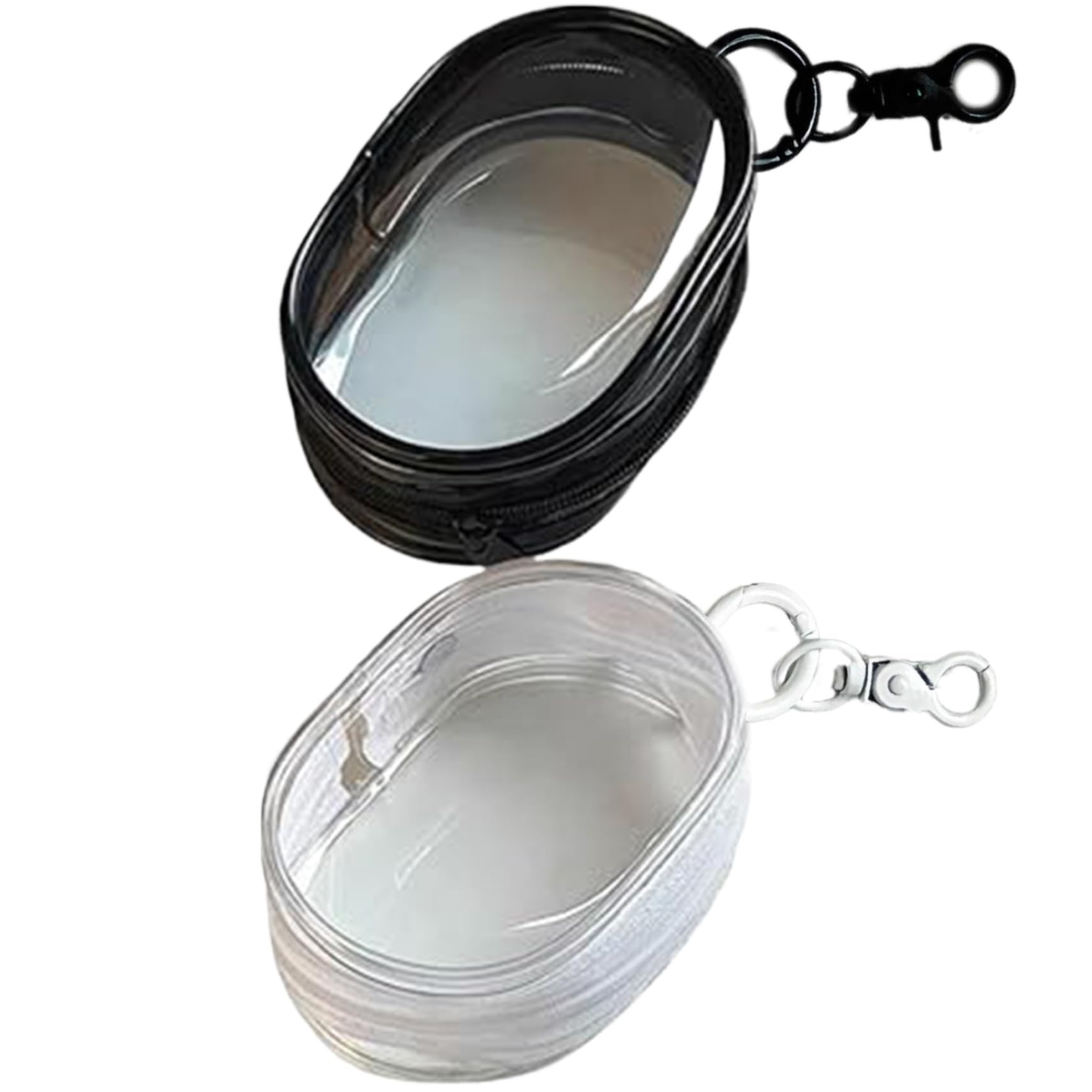 2 Pcs Cable Storage Case Portable Hanging Transparent Headphone Case Zipper Closure Visible Minimalist Earphone Case for USB Flash Drive,Keys, Mini Lipstick, Earbuds (Black, White), Earphone Case