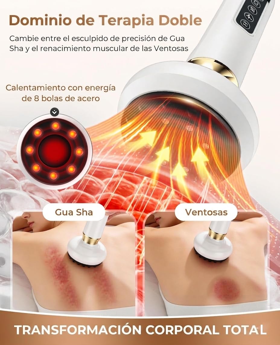 Masajeador Anticelulitico Reductor, Dispositivo de Masaje de Ventosas Eléctrico, 12 Niveles de Succión, Dispositivo de Ventosas Eléctricas para Abdomen, Cintura Brazos y Piernas (Blanco)