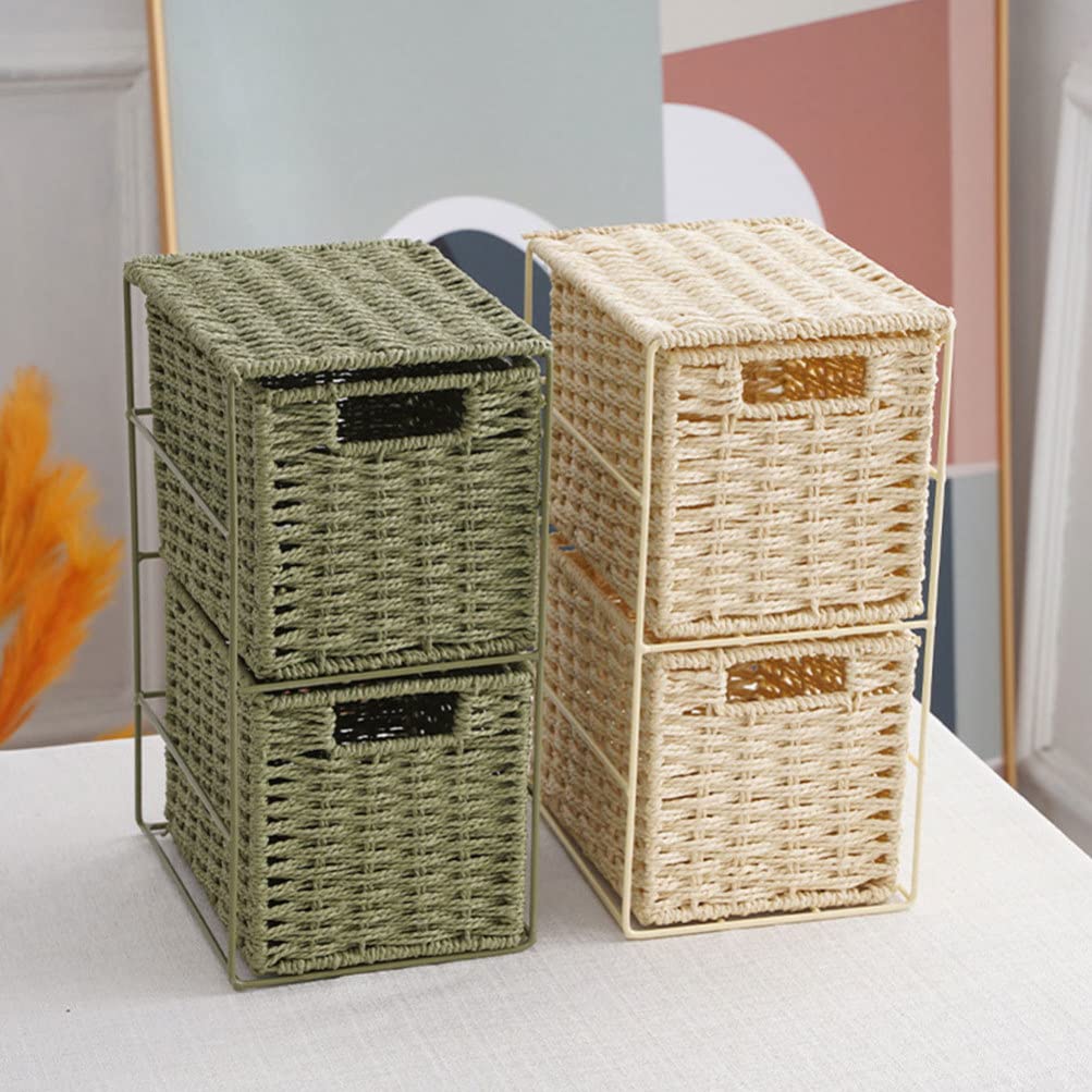 Alipis Panier de Rangement Double Couche en Pvc et Fer Maison Organisateur D'espace