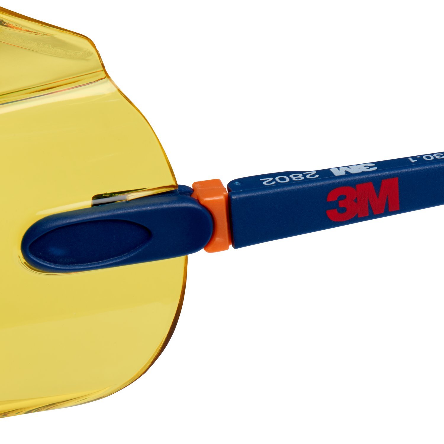 3M Okulary ochronne, 2802, bursztynowe soczewki, odporne na zarysowania, regulowana długość zauszników, rodzina żółtych kolorów