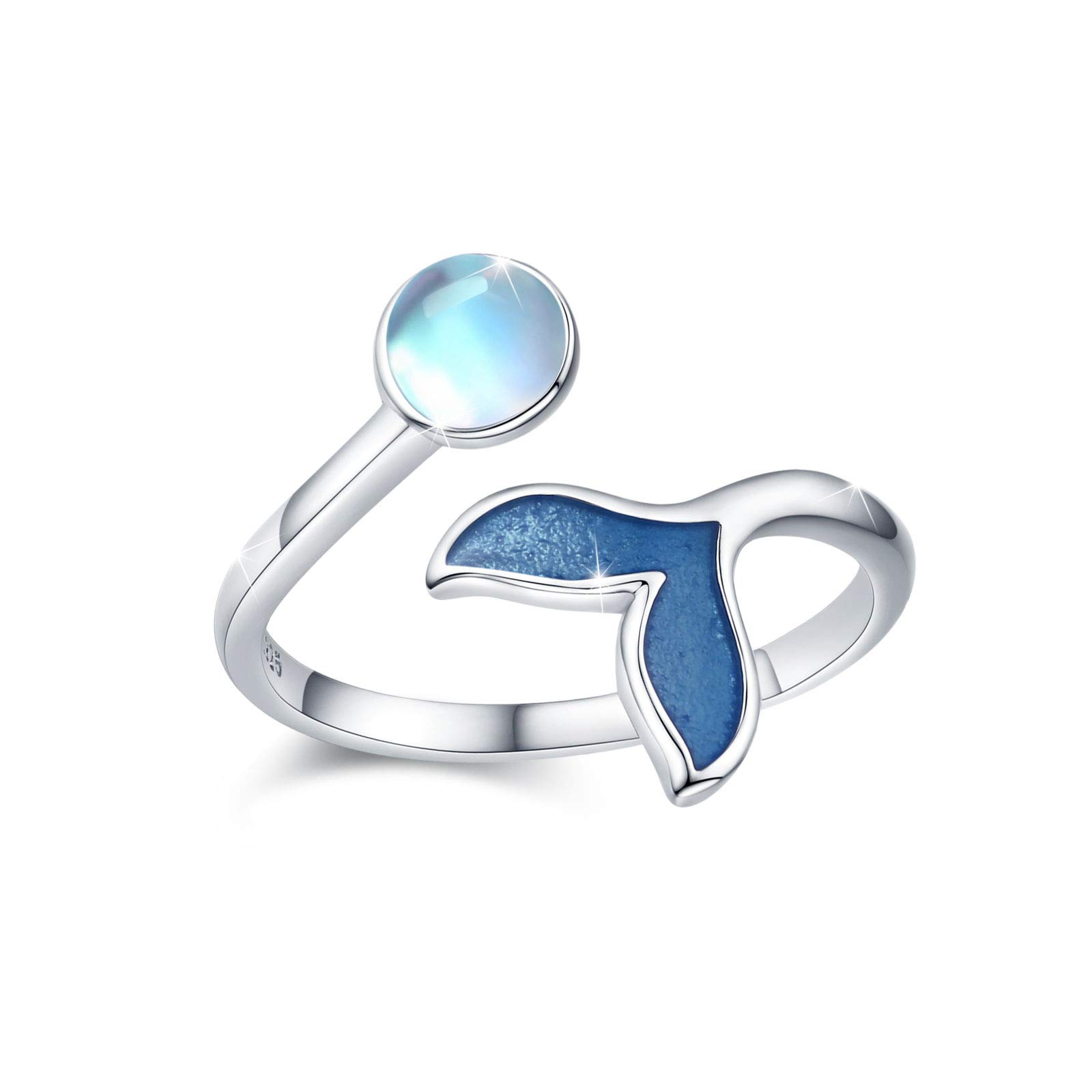 Anello Sirena Regolabile Per Bambine - Argento Sterling 925, Perfetto Per Feste E Regali
