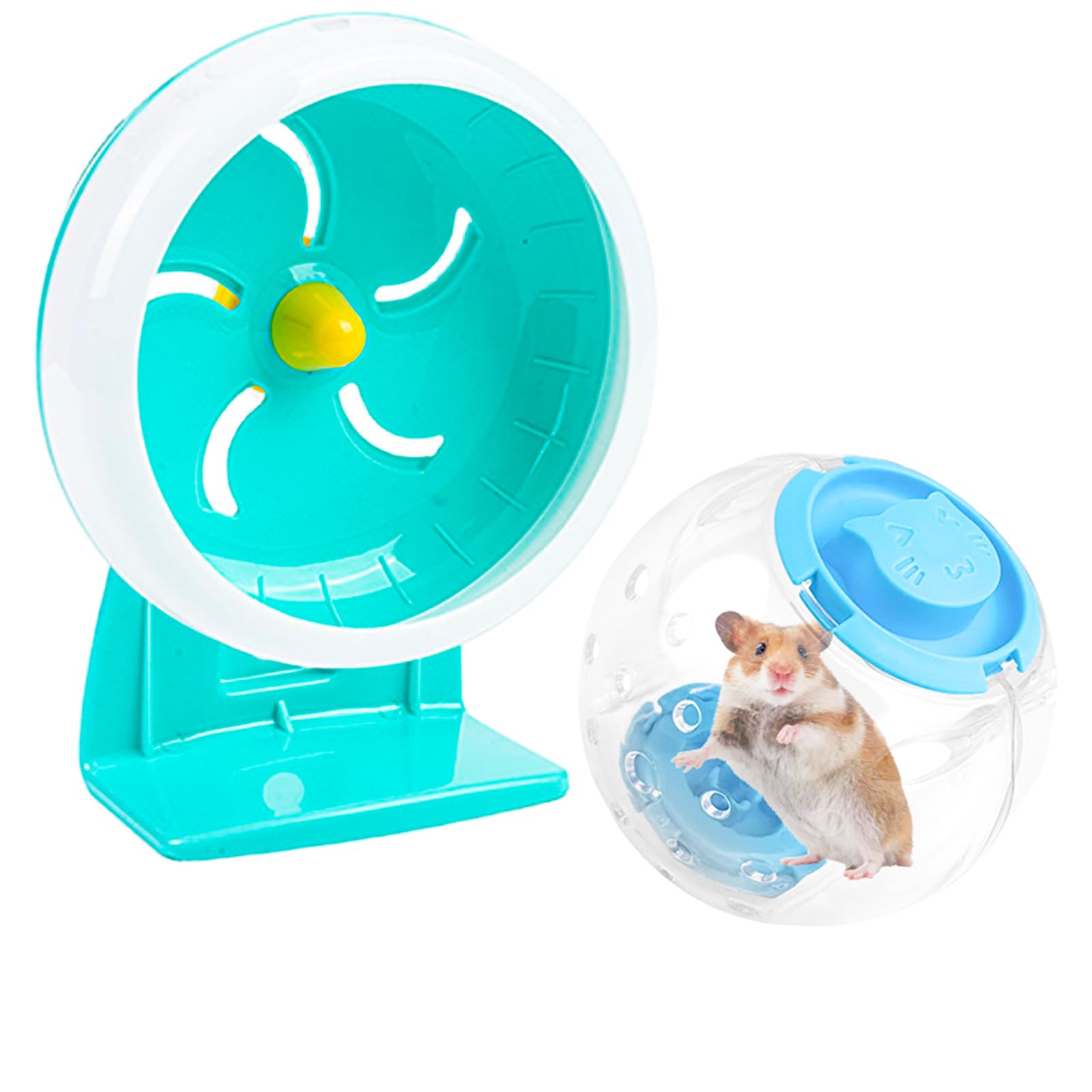 Rueda para hámster: diámetro de 18 cm, rueda para hámster con soporte y pelota de correr, rueda para hámster, silenciosa, antideslizante, accesorio para hámster, gerbils, ratones, pequeñas mascotas y