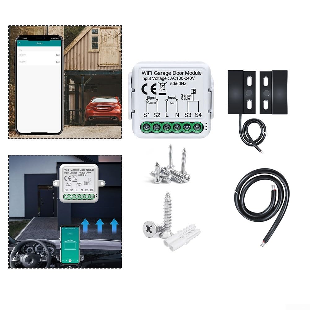 Módulo de puerta de garaje WiFi, para aplicación Tuya, controlador inteligente de puerta de garaje, abridor de sensores de puerta de garaje en tiempo real, control remoto y voz