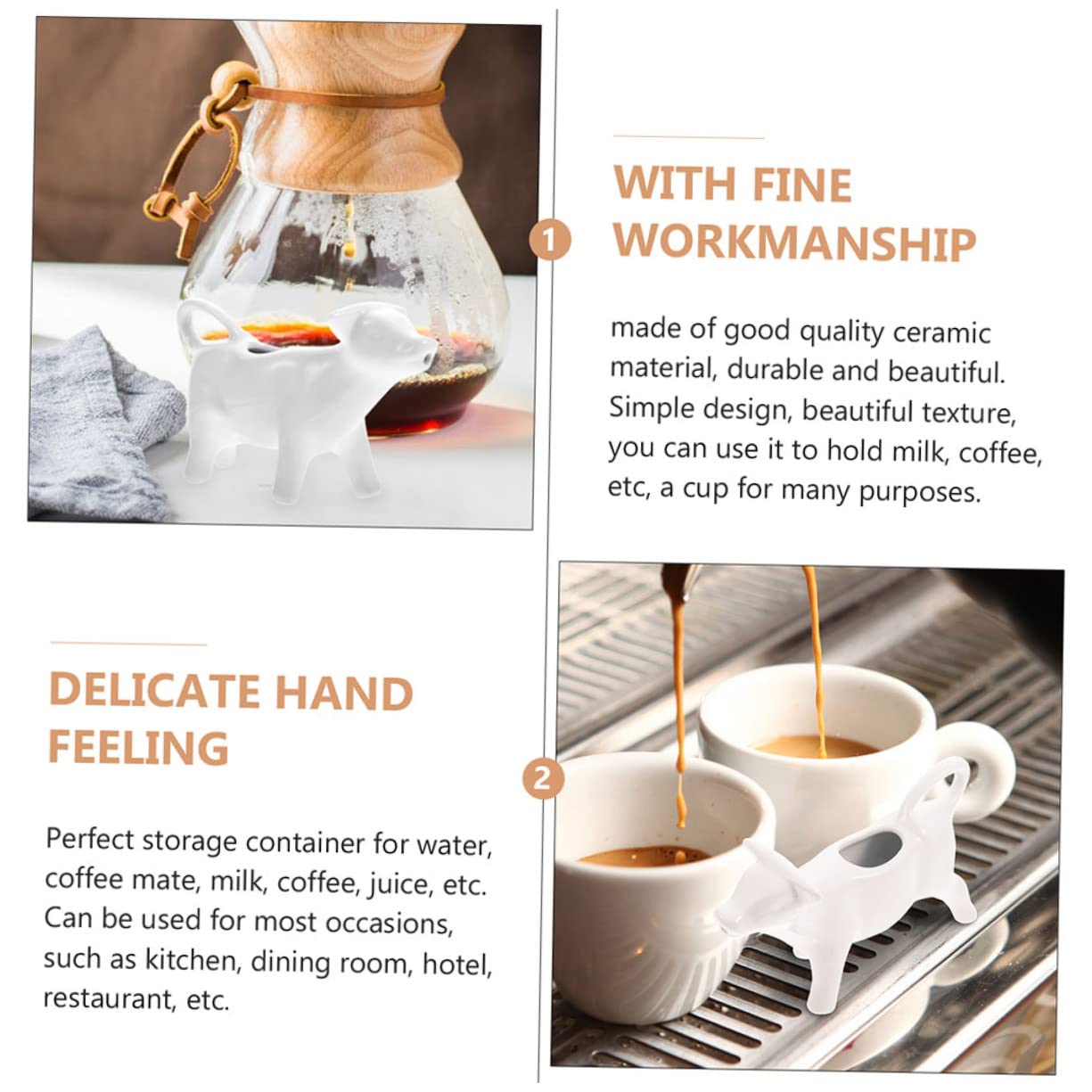 VALICLUD 3 pièces Pichet Céramique Laitière Multifonction pour Maison Restaurant Accessoire Pratique pour Sauces et Lait Design Moderne et Décoratif