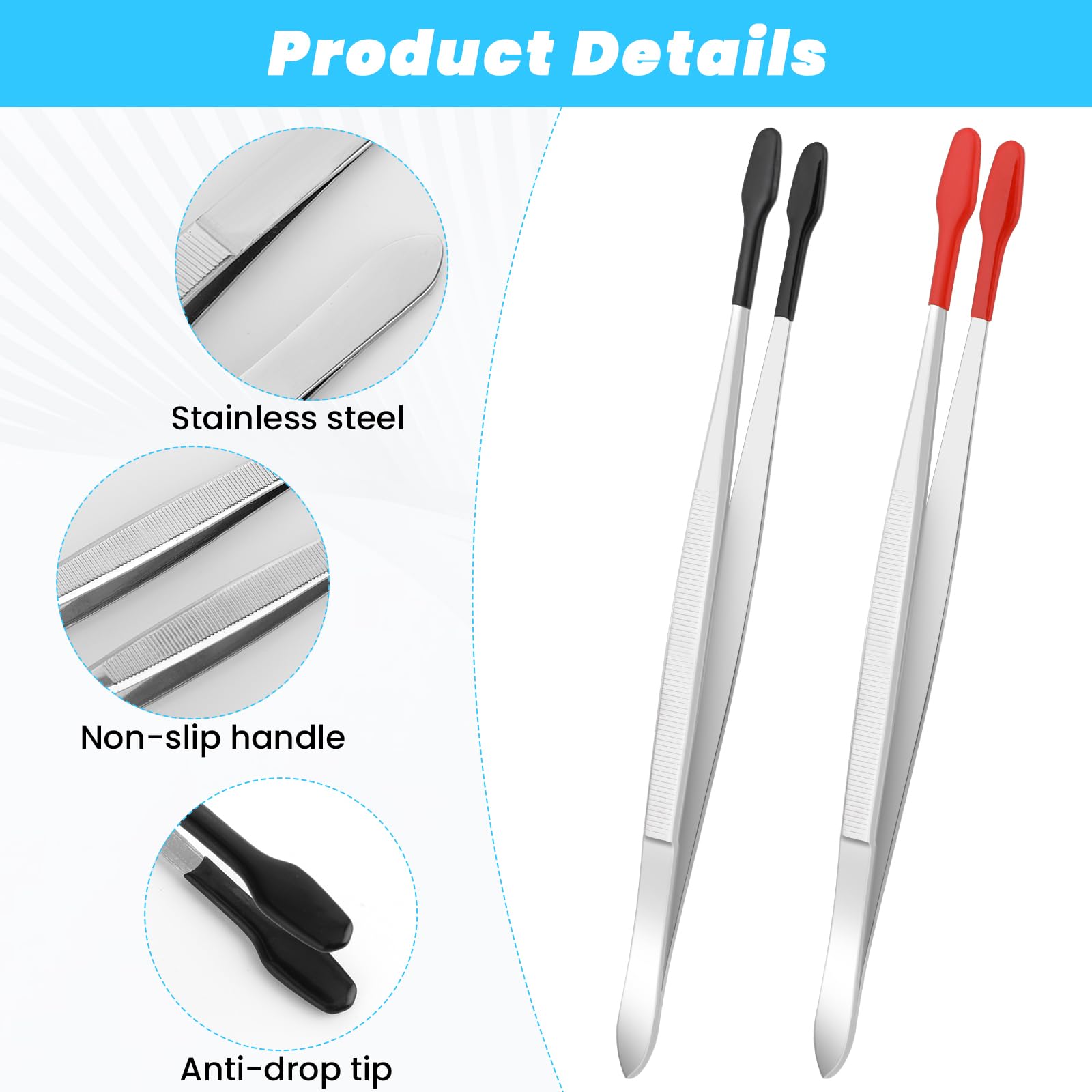 2 Stks Rubber Getipt Pincet Zachte Getipt Pincet PVC Gecoat Zachte Platte Tip Lab Industriële Hobby Pincet Gereedschap