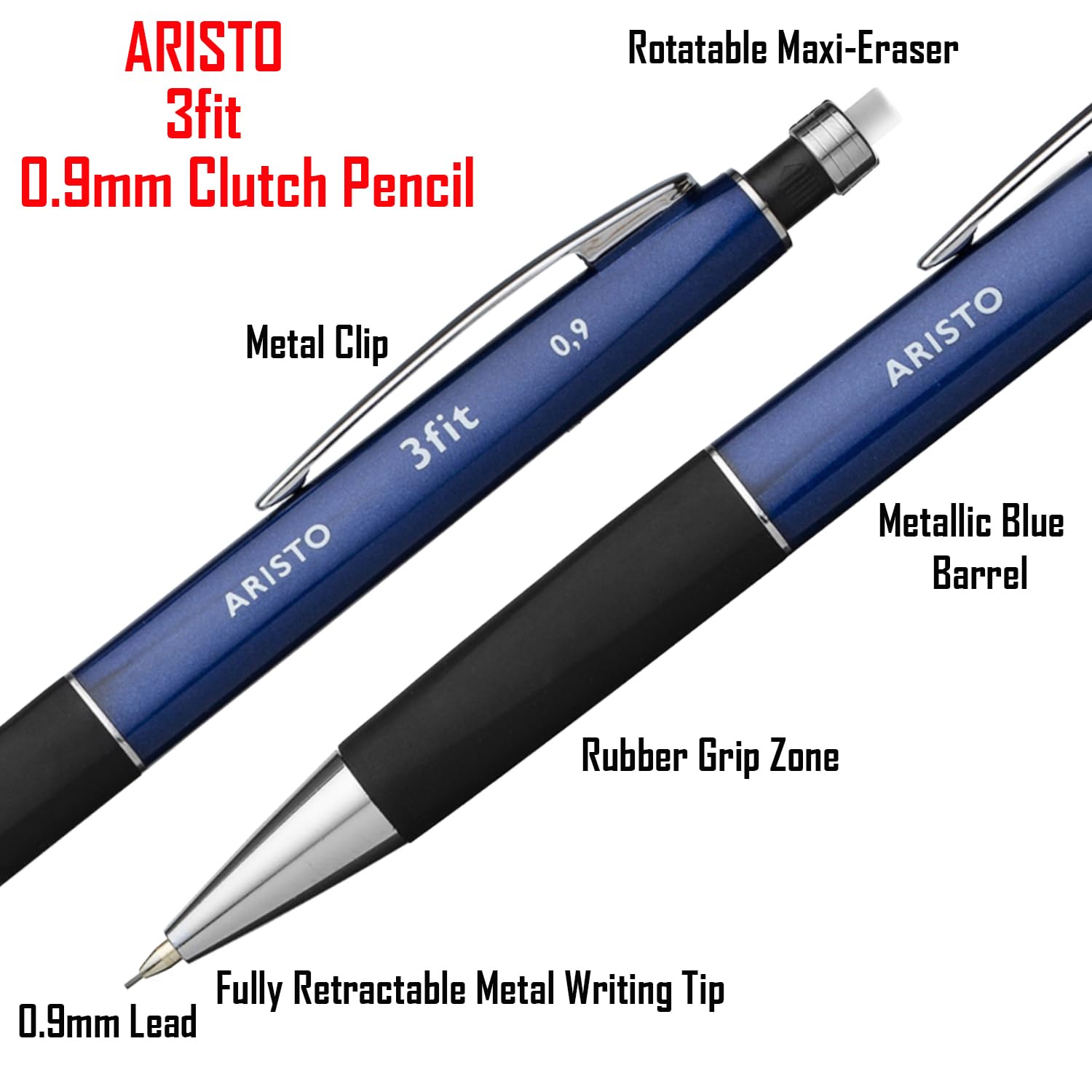 Amazon.co.jp: Aristo (アリスト) 3FIT 0.9mm 完全格納式ブルー