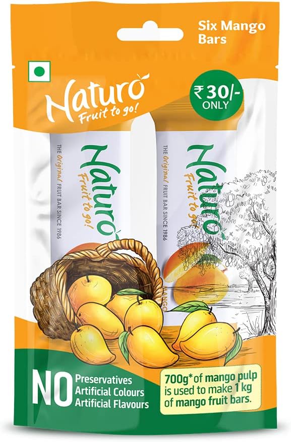 Naturo Assorted Fruit Bar Pouch X 6 (15 Fruit Bars Per Pouch, 630 Gram)|Real Fruit Candy|No Preservatives, Artificial Colour Or Flavours
