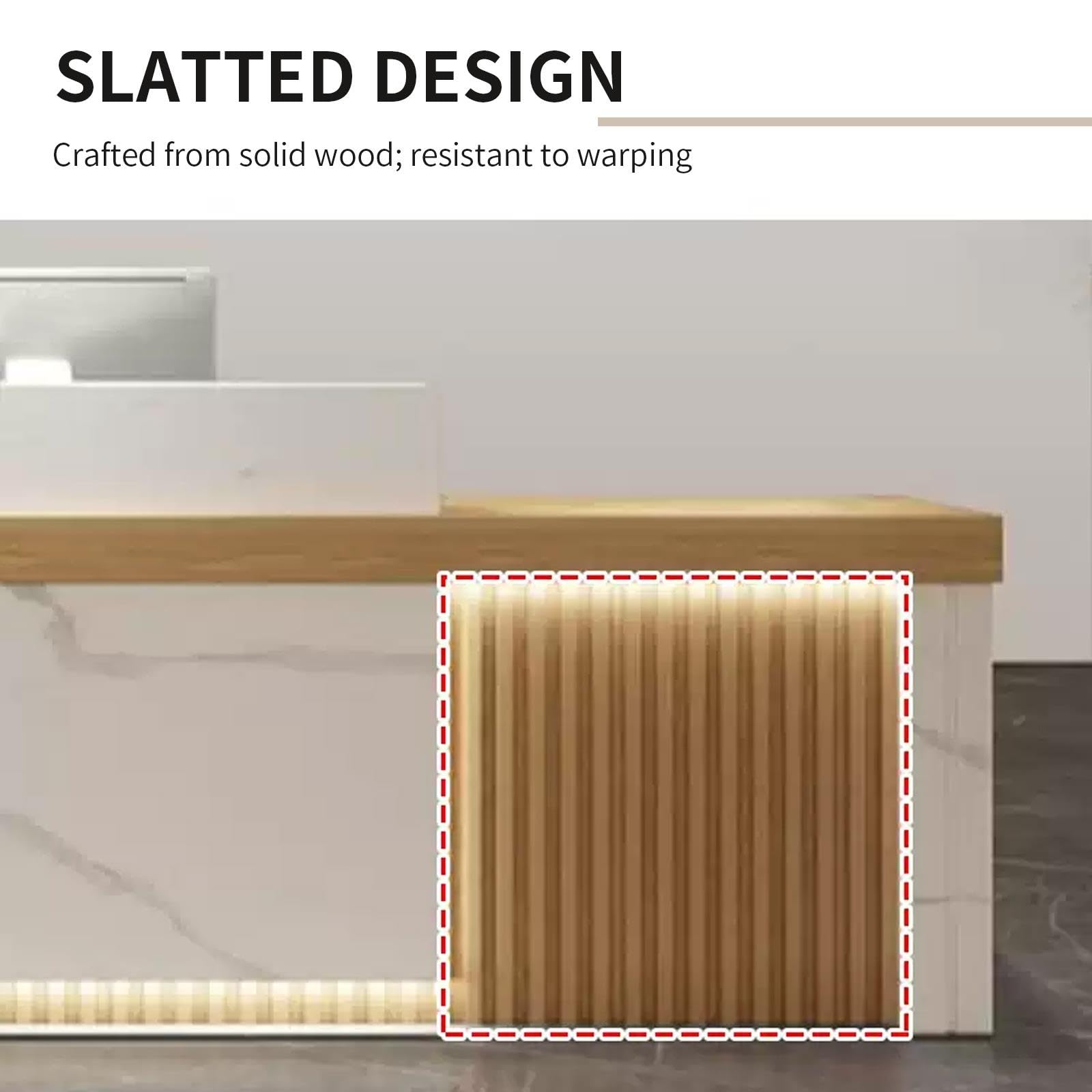 Mostrador de Recepción LED con Panel de Listones