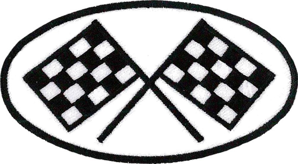 Klicnow Racing Checkered Flags (White BG) Embroidered Patch 10cm x 5.5cm (4" x 2")