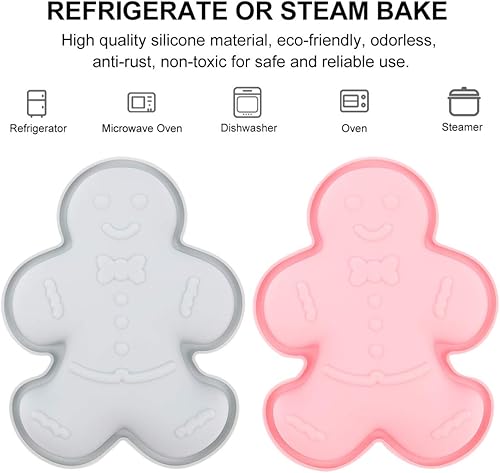 Miniatura 6 de Hemoton Moldes de silicona para tartas, 2 piezas de moldes de silicona para tartas en forma de pan de jengibre, moldes para tartas, moldes para