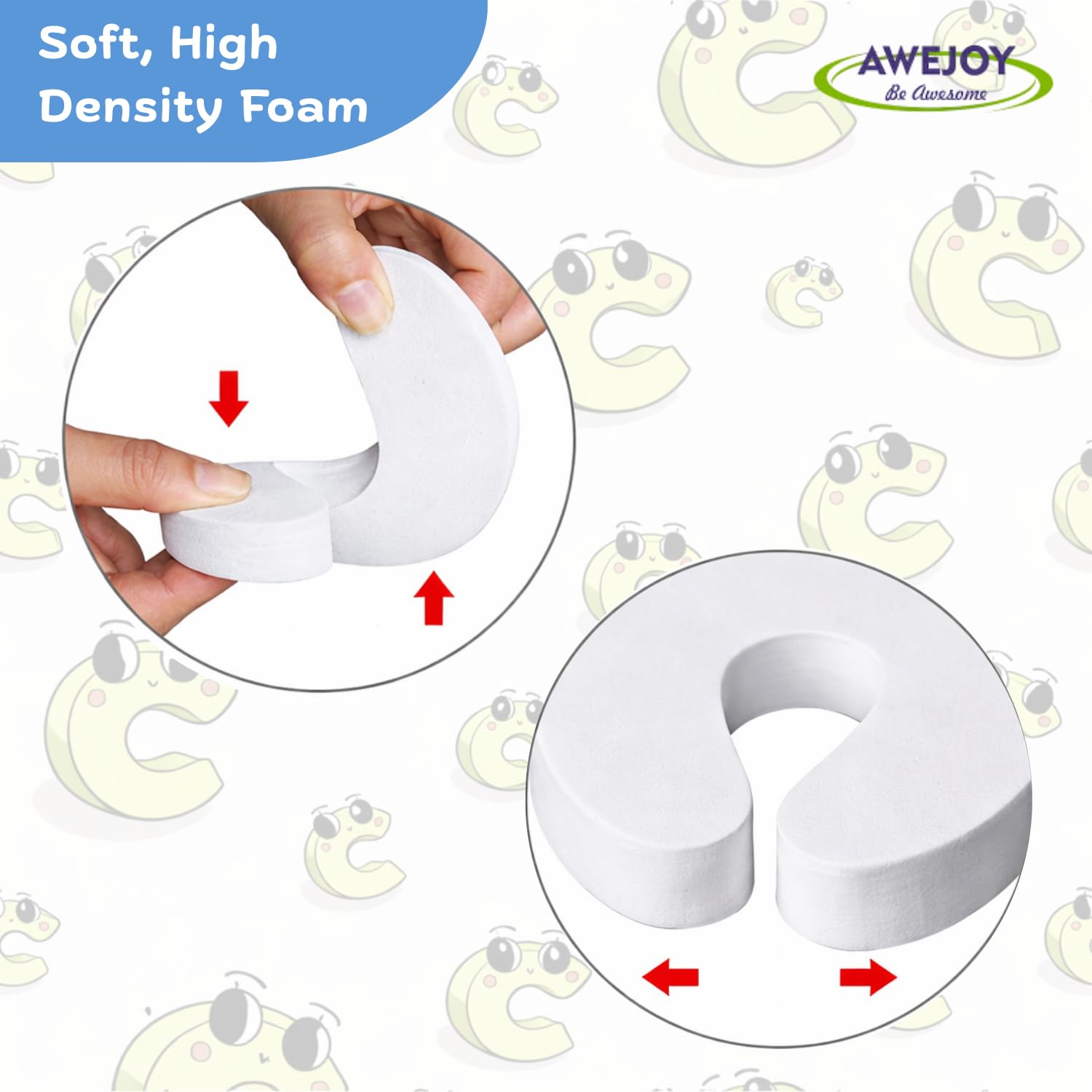 AWEJOY Baby Safety Door Stopper Guard| Soft Foam Jammer for Home | Prevents Finger Injuries & Slamming | Baby Proofing Guard for Kids & Pets (White, Pack of 4) 4