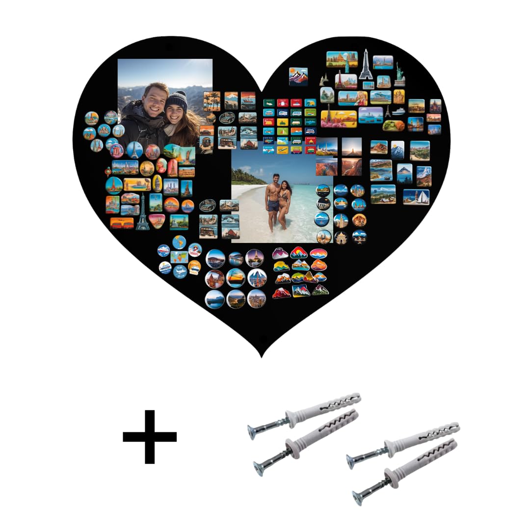 Magnettafel Klein & Groß Schwarz 60x70 cm | Magnetisches Stahlboard für Magnete, Fotos und Notizen, Beschreibbar, Montageset inklusive