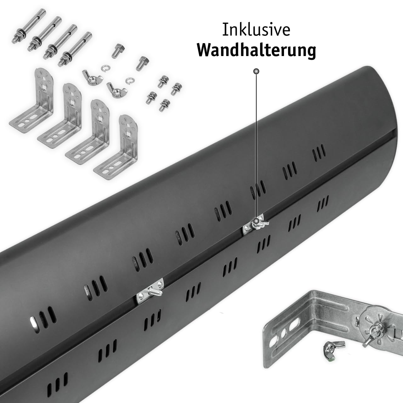 WALTER Professional Infrarot Wandheizstrahler 2000 W, 4 Stufen, Karbon Infrarot-Technologie, Terrassenheizstrahler für Innen- und Außenbereich, Timer Funktion, mit Fernbedienung, inkl Wandhalterung