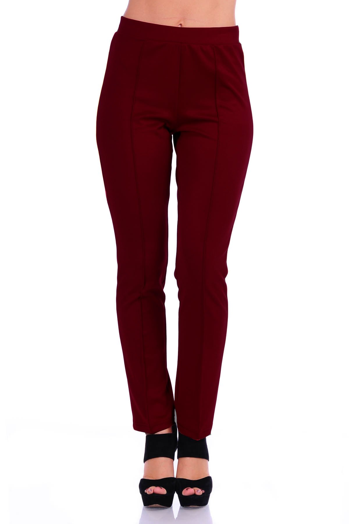 SR Womens Solid Stretch Straight Leg Slim Fit Pants 5X Dark Wine