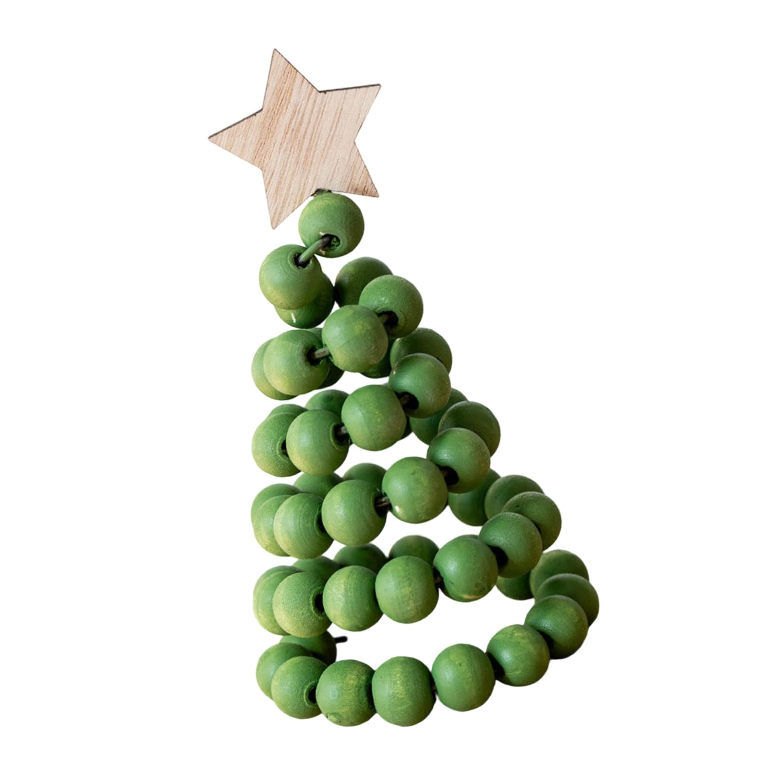 Shunzhong Green Beads Christma Wooden Beaded Miniature Christmas Tree Ornament Festival Tree Decoration For Mantels Dining Table Holiday Centerpieces Wood Christmas Tabletop Decoration