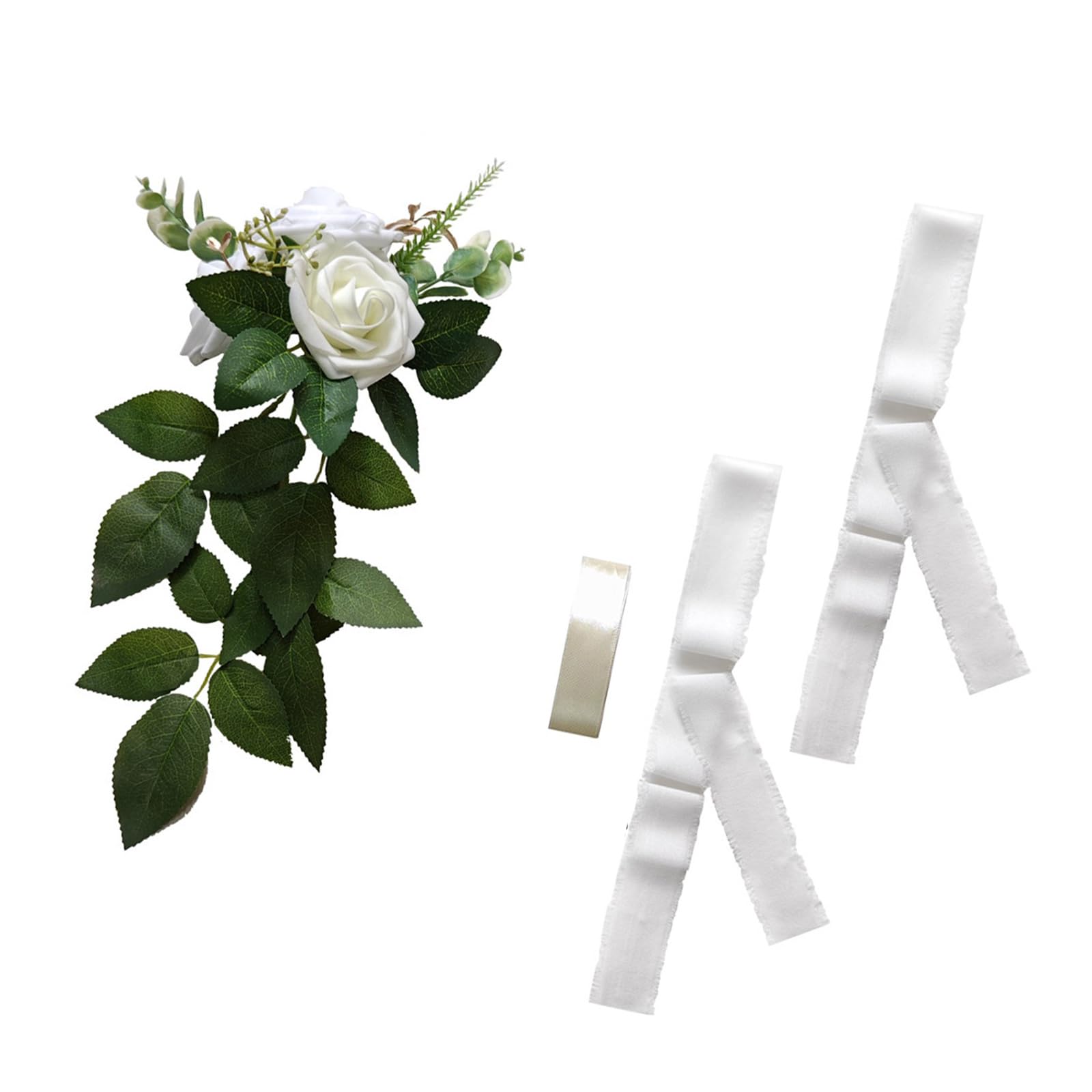 Kaeltsyn Artificial Flower with Ribbon for Wedding Chair Ceremony Setting Outdoor Wedding Decoration Back Flower