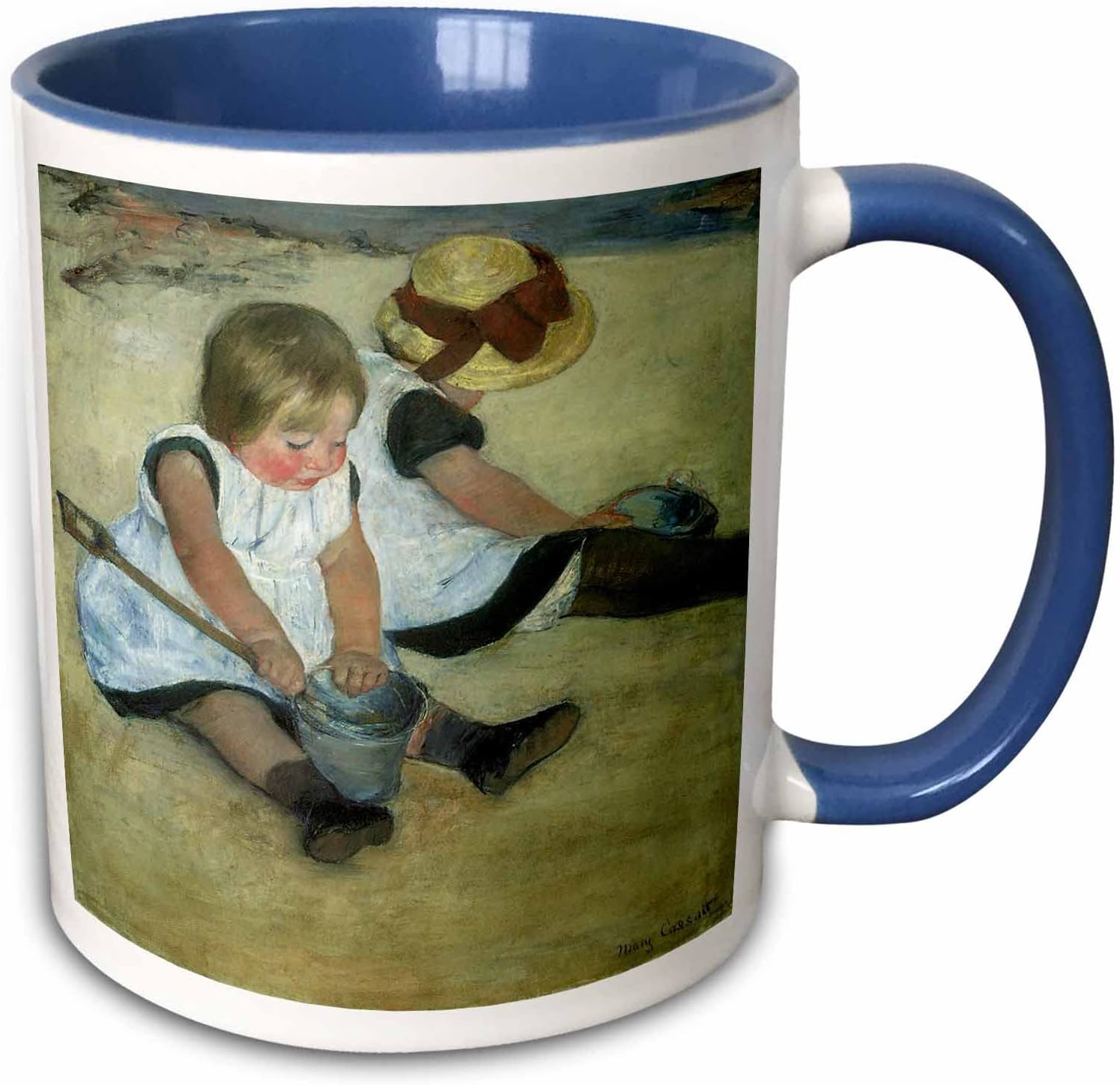 3dRose Children at the Seashore by Mary Cassatt 15oz Two-Tone Blue Mug