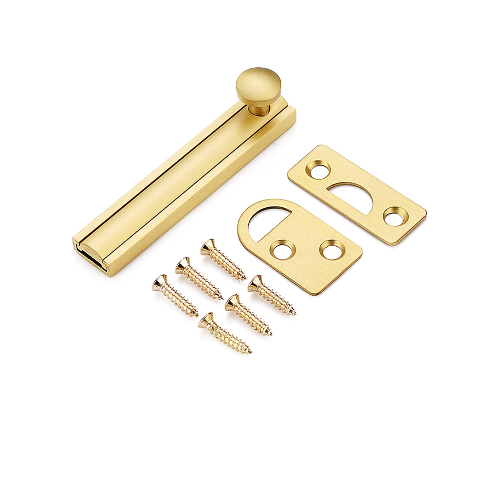 Cgjsefh Gold Door Latch, Slide Door Bolt Solid Copper Latch Buckle Invisible Bedroom Barn Lock Cupboards Workshop(,3In)