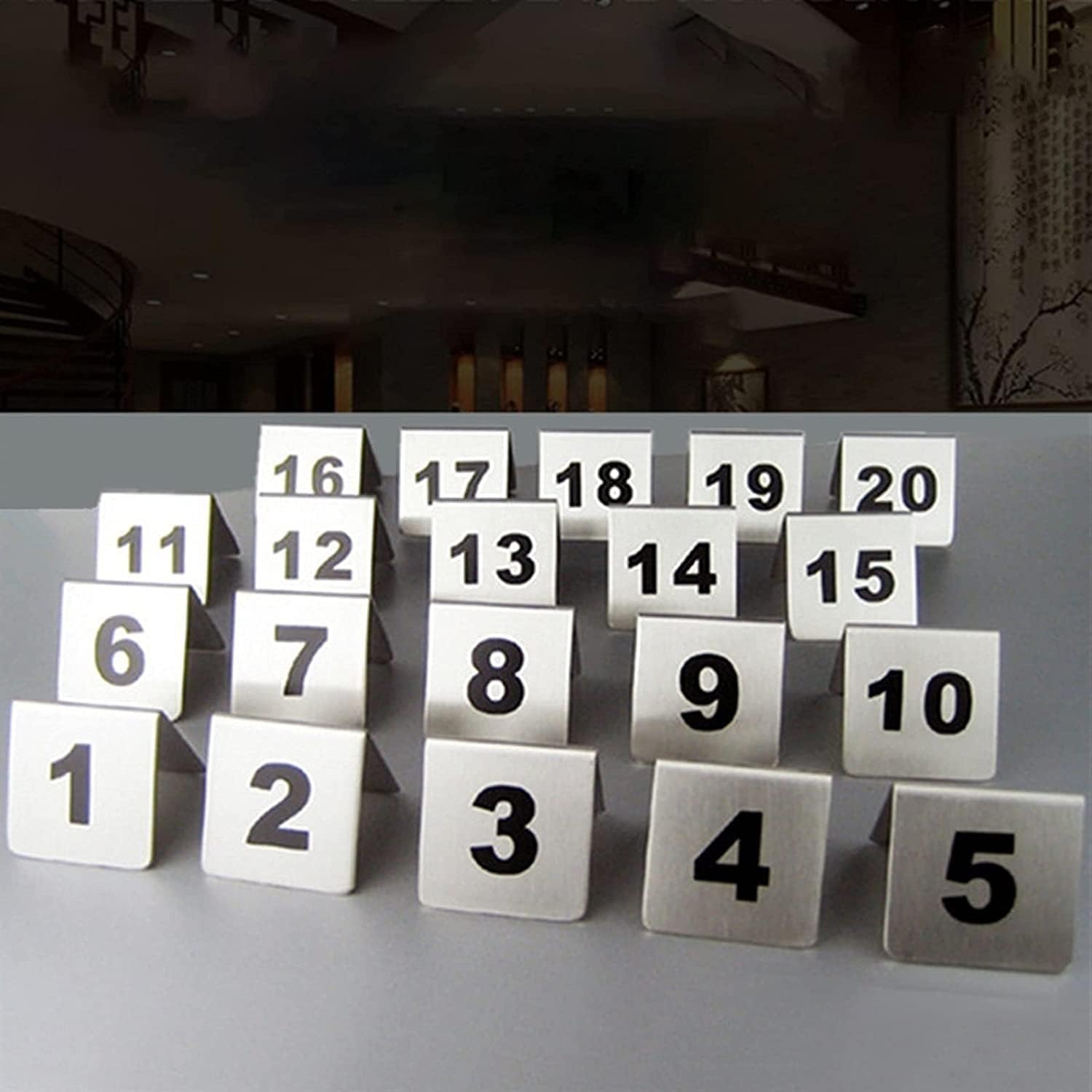 Table Numbers, Stainless Steel Restaurant Place Number Plate,Double Sided Table Number Table Plate Digital Restaurant Card, 50x50mm (Color : 75-100) (25)