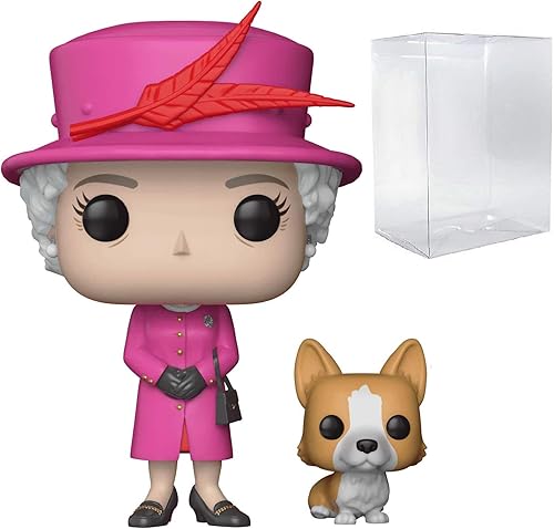 POP The Royal Family - Queen Elizabeth II with Corgi Funko Pop Figura de vinilo repleto con caja protectora de caja emergente multicolor 375 pulgadas