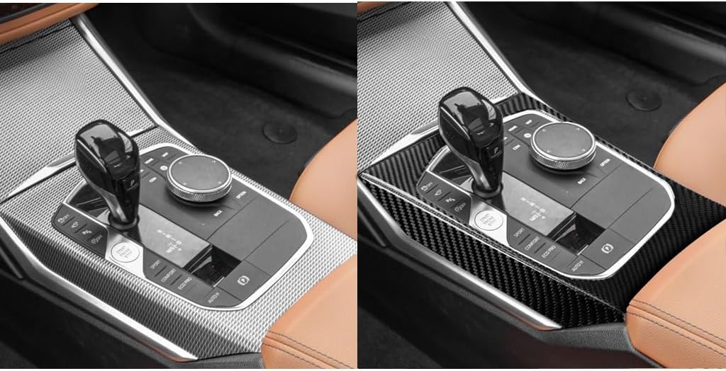 Real Carbon Fiber Car CD Gear Shift Kit Trim Compatible with BMW 4 Series 430i M440i xDrive M4 2021-2025 2022 2023 2024 G22 G23 G26 G82 G83 Interior Sticker Decal Accessories