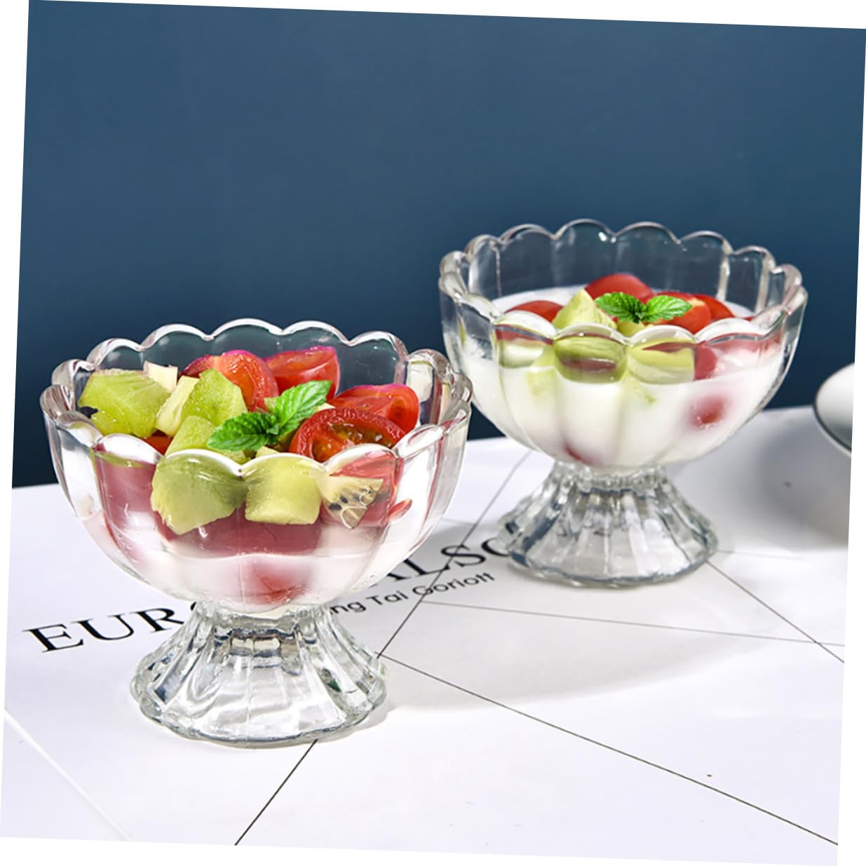6 pezzi Bicchieri in Vetro per Dessert Trasparenti Coppette Piccole per Gelato Pudding e Frutta Design Pratico e Compatto per Uso Quotidiano